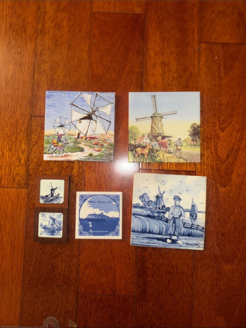 Blue and White Windmill Ceramic Tiles (6) - Home Art Ceramics